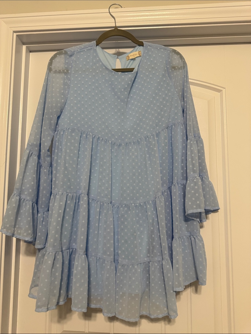 Altar'd State Light Blue Swiss Dot Tiered Tunic